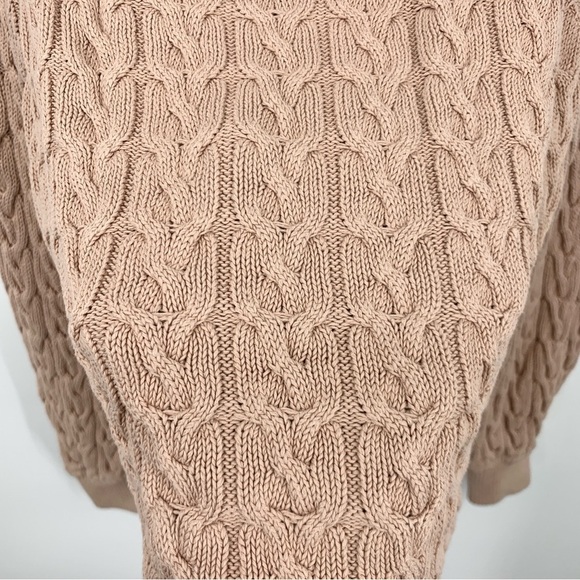 J Crew Women Size Medium Sweater Mauve Brown Cable Knit Crewneck Relaxed Fit Top - Picture 7 of 9